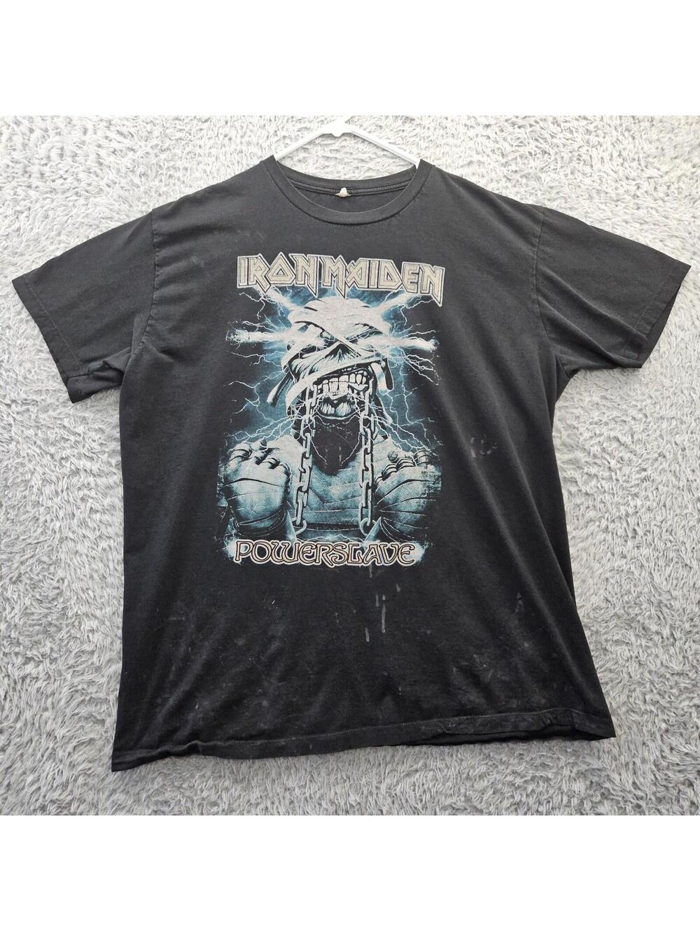 Vintage Iron Maiden T Shirt 2XL Power Slave Black Cotton Pacific *Stain
